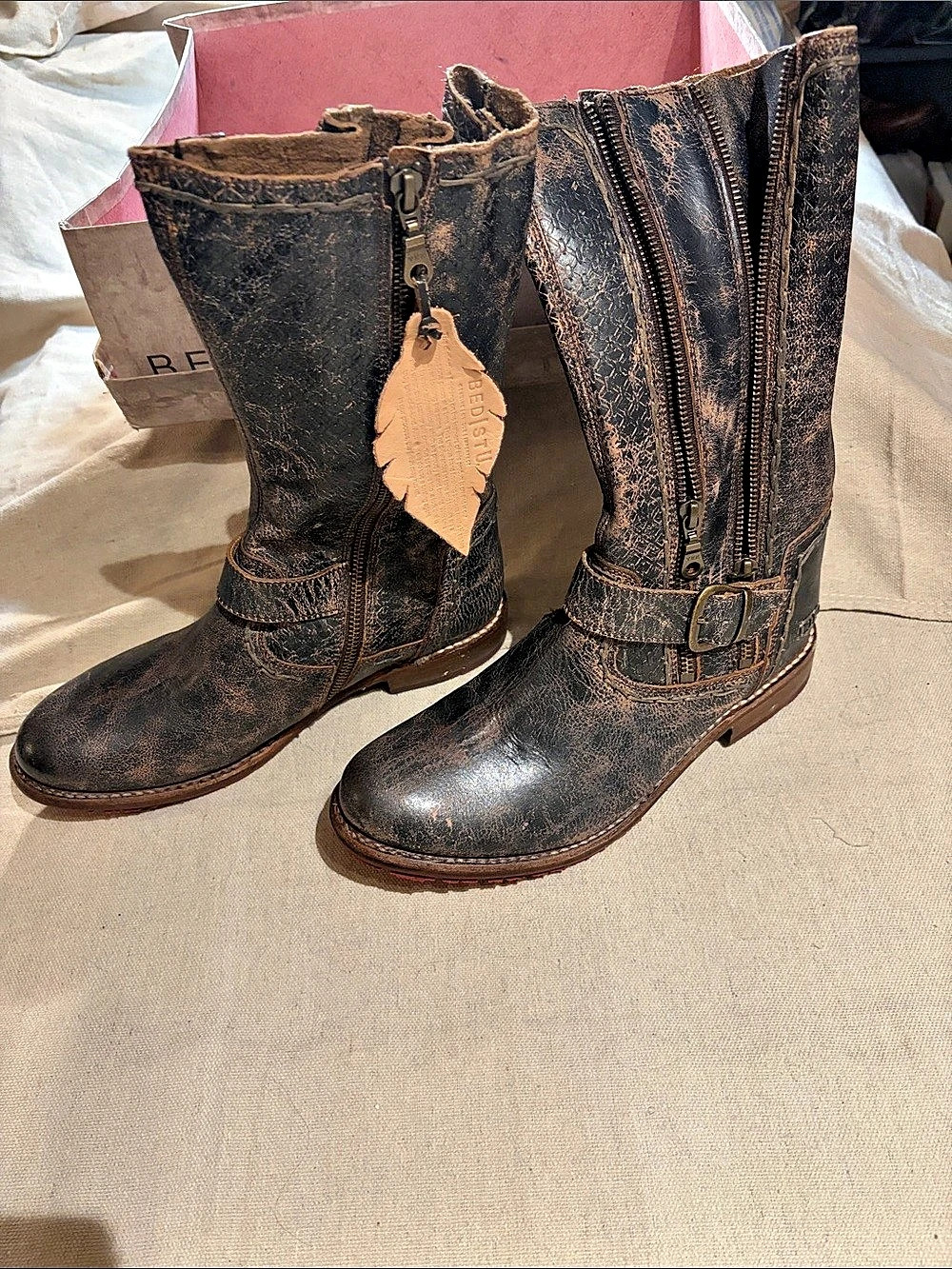 BED|STÜ Women's Brown Leather Boots - Picture 2 of 8